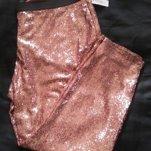 Rose Gold Sequin pants- new with Tag